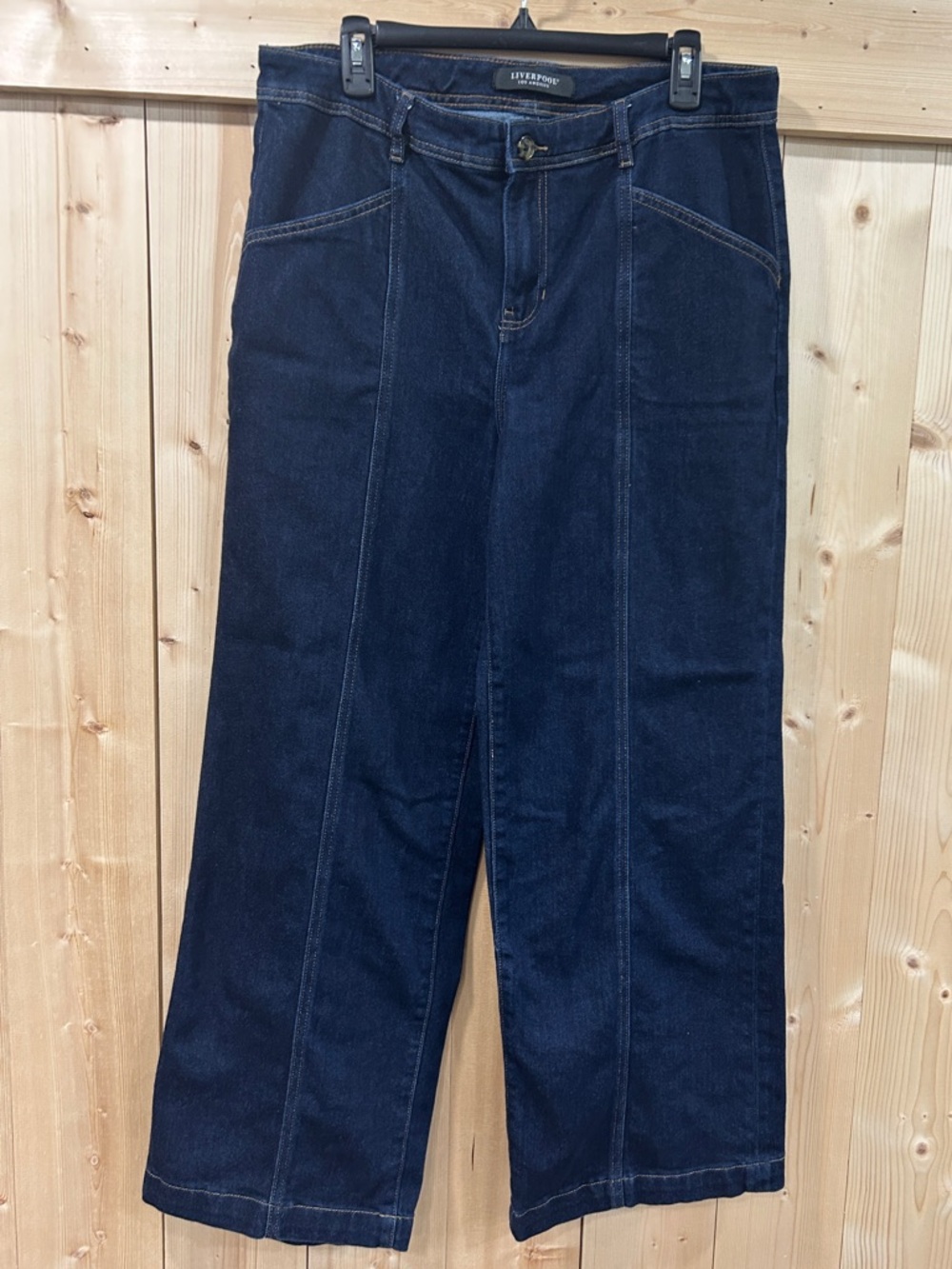 Liverpool Los Angeles Delyse Wide Leg Seamed Trouser Jeans - Indigo Rinse, sz14